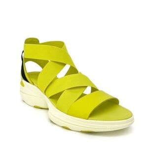 Sorel Explorer Blitz Wedge Sandal Womens Size 10.5 Bolt Yellow/Green Leather New